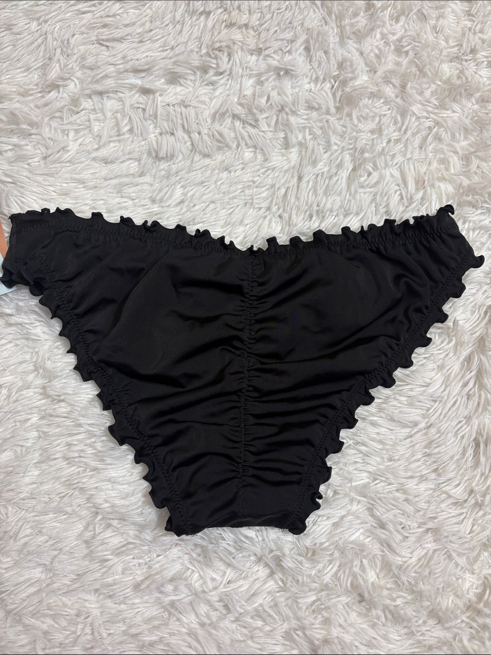 NWT Shade & Shore Black Ruffle Trim Low Rise Cheeky Scrunch Butt Swim Bottoms XS - Picture 5 of 11
